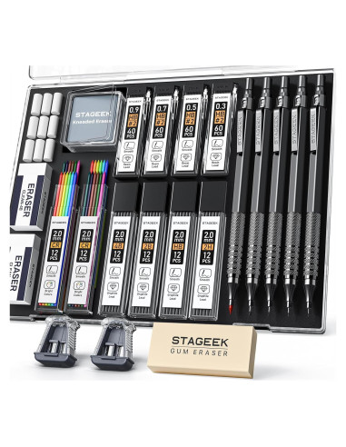 Juego de Lápices Mecánicos STAGEEK 21 Piezas Metal 0.3-2.0mm