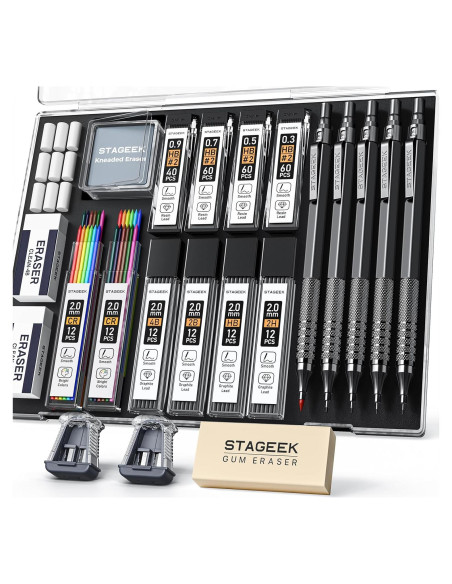 Juego de Lápices Mecánicos STAGEEK 21 Piezas Metal 0.3-2.0mm