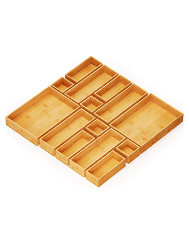 Set de 14 Cajas Organizadoras de Cajones SpaceAid de Bambú