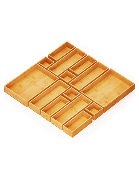 Set de 14 Cajas Organizadoras de Cajones SpaceAid de Bambú