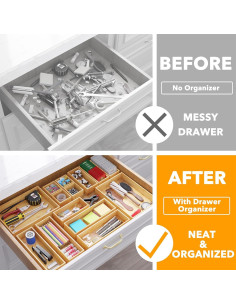 Set de 14 Cajas Organizadoras de Cajones SpaceAid de Bambú 2