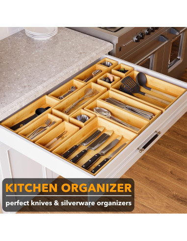 Set de 14 Cajas Organizadoras de Cajones SpaceAid de Bambú