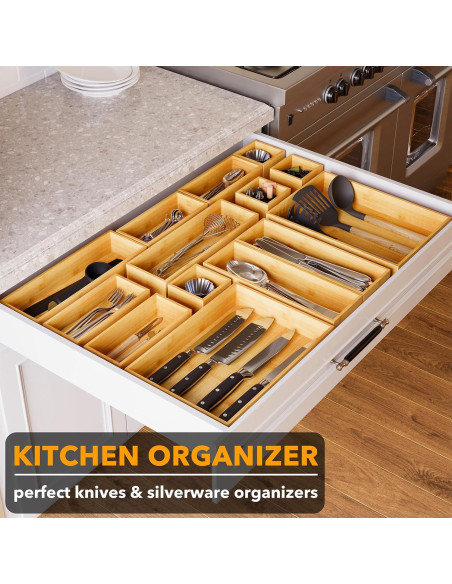 Set de 14 Cajas Organizadoras de Cajones SpaceAid de Bambú