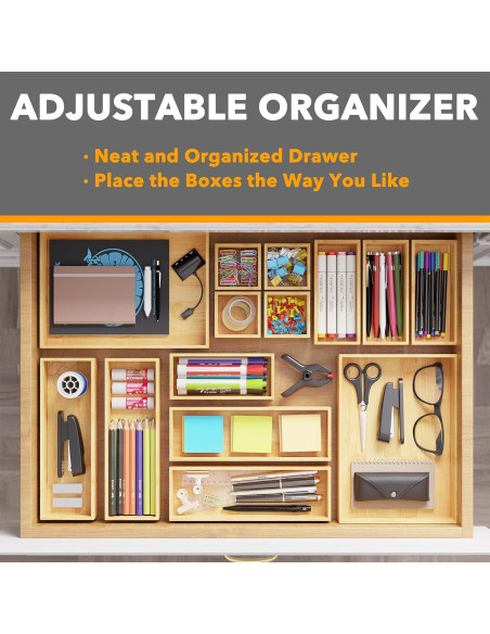 Set de 14 Cajas Organizadoras de Cajones SpaceAid de Bambú