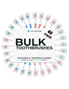 Paquete de 40 Cepillos de Dientes Desechables Avistar - Cerdas Medias