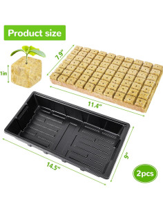 Kit de Cubos de Lana de Roca 1" HolyMaji - 140 Tapones y 2 Bandejas 2