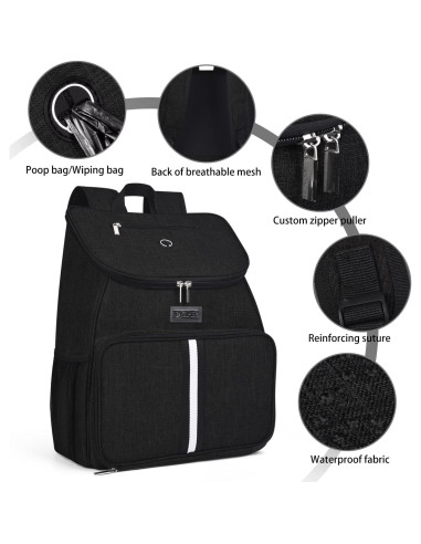 Mochila de Viaje para Perros BAGLHER Negra, 33x18x41 cm