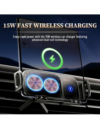 Soporte de Coche FunApricity con Carga Inalámbrica 15W