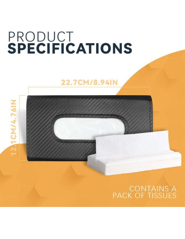 Soporte de Tejidos para Auto ASUBHA - Cuero Negro 23x13 cm