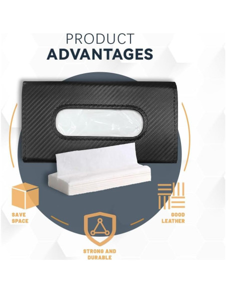 Soporte de Tejidos para Auto ASUBHA - Cuero Negro 23x13 cm