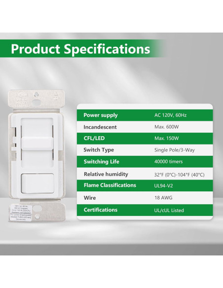 Interruptor Regulador Wengart BAK-008, 150W LED y 600W Incandescentes