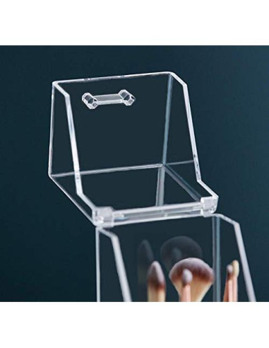 Organizador de Brochas de Maquillaje Acrílico Transparente 9x9x21cm