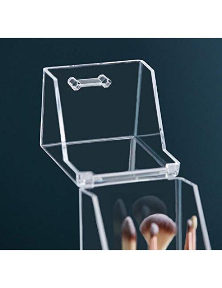 Organizador de Brochas de Maquillaje Acrílico Transparente 9x9x21cm