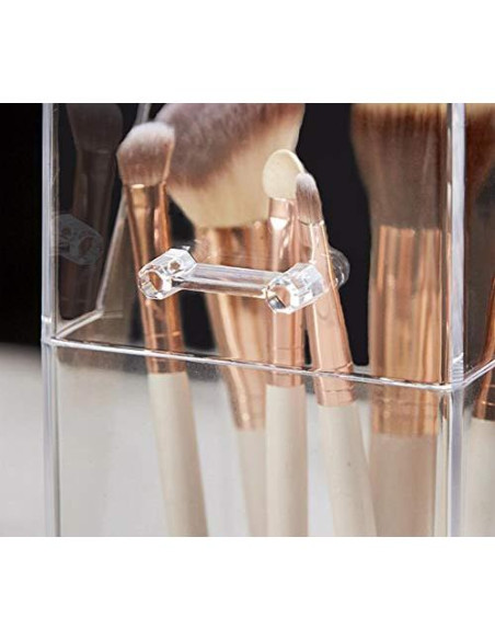 Organizador de Brochas de Maquillaje Acrílico Transparente 9x9x21cm