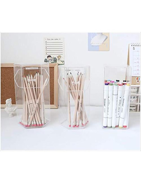 Organizador de Brochas de Maquillaje Acrílico Transparente 9x9x21cm