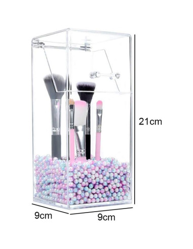 Organizador de Brochas de Maquillaje Acrílico Transparente 9x9x21cm
