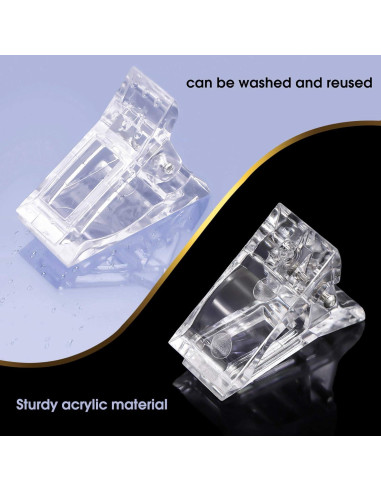 10 Clips Transparentes MIKIMIQI para Uñas de Gel + Cortador