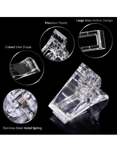 10 Clips Transparentes MIKIMIQI para Uñas de Gel + Cortador