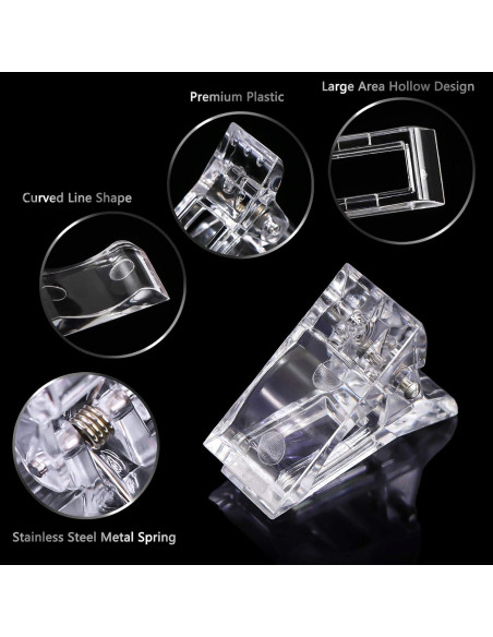 10 Clips Transparentes MIKIMIQI para Uñas de Gel + Cortador