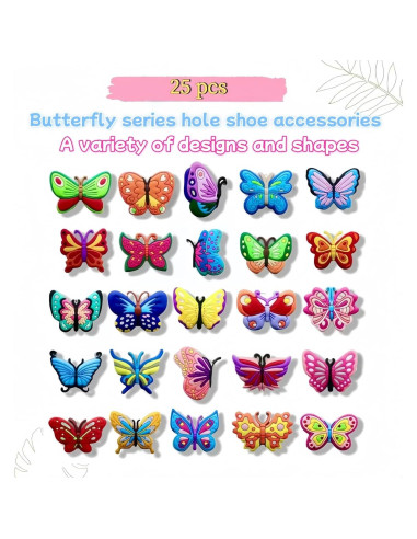 25 Encantos de Zapatos Mariposa y Flores YSLZSYS - Decoración Verano