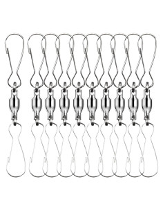 10 Ganchos Giratorios de Acero Inoxidable para Decoración