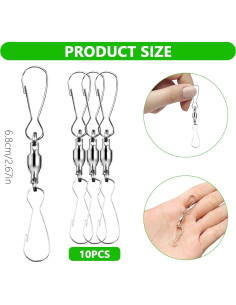 10 Ganchos Giratorios de Acero Inoxidable para Decoración 2