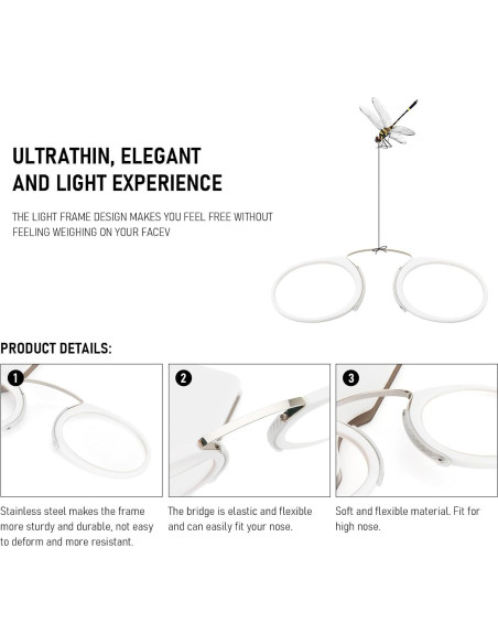 Gafas de lectura unisex YJ 2 Dioptrías marco metal