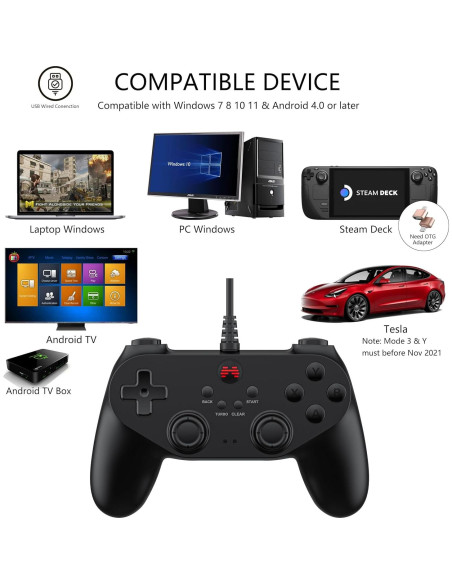 Controlador USB BEITONG BAT 2 para PC y Steam - Negro