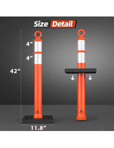 Poste Delineador RoadHero 106.68 cm Naranja con Base 6 Pzas 2