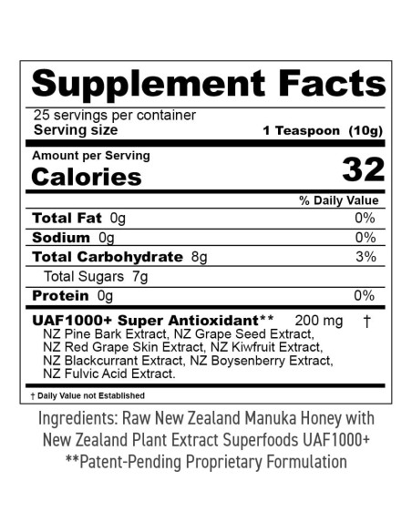Miel Manuka Cruda Turner UAF1000+ 250g de Nueva Zelanda