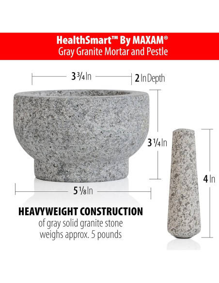 Conjunto Mortero y Mano Maxam de Granito 13 cm - 1 Taza