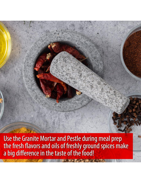 Conjunto Mortero y Mano Maxam de Granito 13 cm - 1 Taza