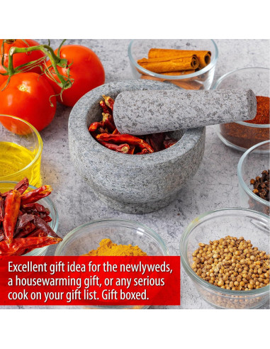 Conjunto Mortero y Mano Maxam de Granito 13 cm - 1 Taza