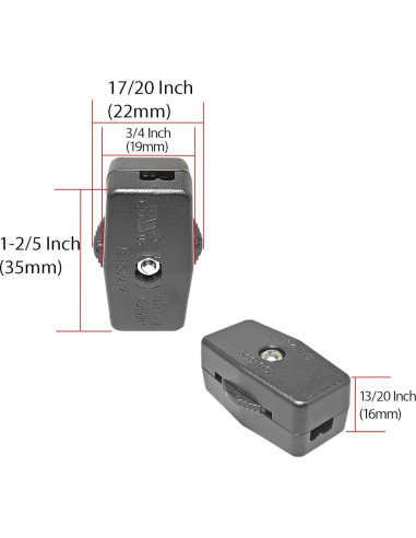 Interruptor de Cable en Línea QPINGH, Paquete de 6, 6A 125V
