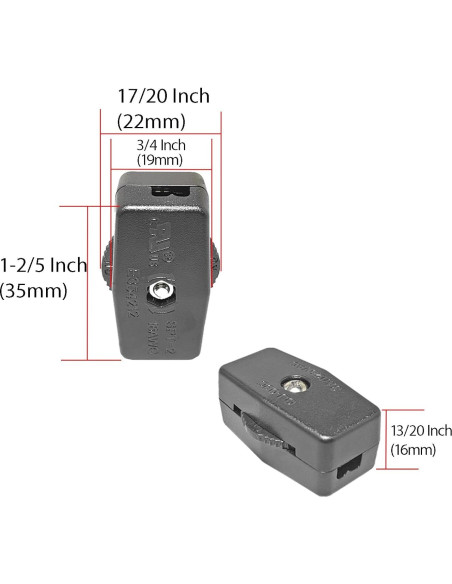 Interruptor de Cable en Línea QPINGH, Paquete de 6, 6A 125V