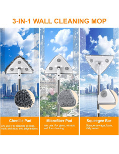 Kit de limpieza de ventanas MUEE 3 en 1 con palo extensible 2