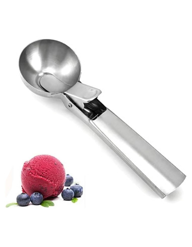 Cucharón de Helado FocusOnHome Acero Inoxidable Grande con Gatillo