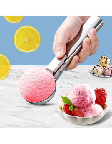 Cucharón de Helado FocusOnHome Acero Inoxidable Grande con Gatillo