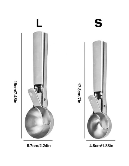 Cucharón de Helado FocusOnHome Acero Inoxidable Grande con Gatillo