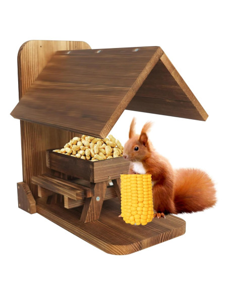Comedero para Ardillas Kaeceri de Madera con Soporte para Mazorca