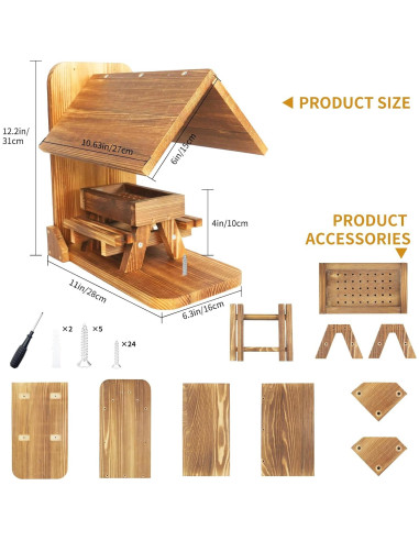 Comedero para Ardillas Kaeceri de Madera con Soporte para Mazorca