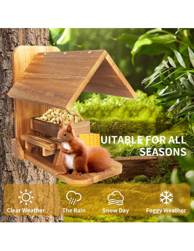 Comedero para Ardillas Kaeceri de Madera con Soporte para Mazorca