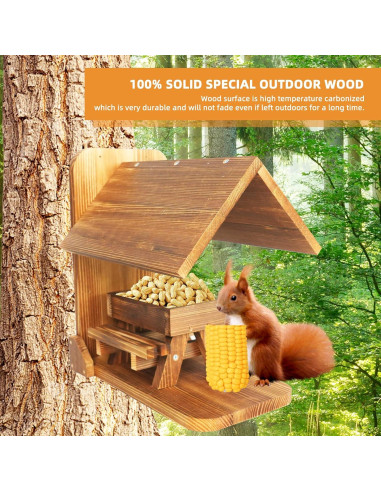Comedero para Ardillas Kaeceri de Madera con Soporte para Mazorca