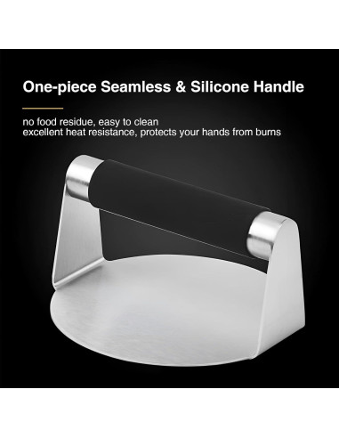 Prensa de Hamburguesa Acero Inoxidable 13.97 cm con Mango Silicona