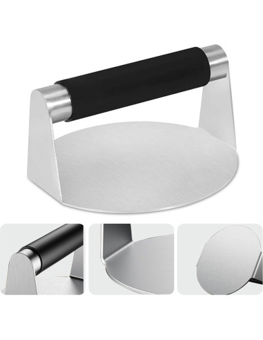 Prensa de Hamburguesa Acero Inoxidable 13.97 cm con Mango Silicona