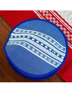 Calentador de Tortillas de Algodón Mexicano NOVICA Azul Marfil 2