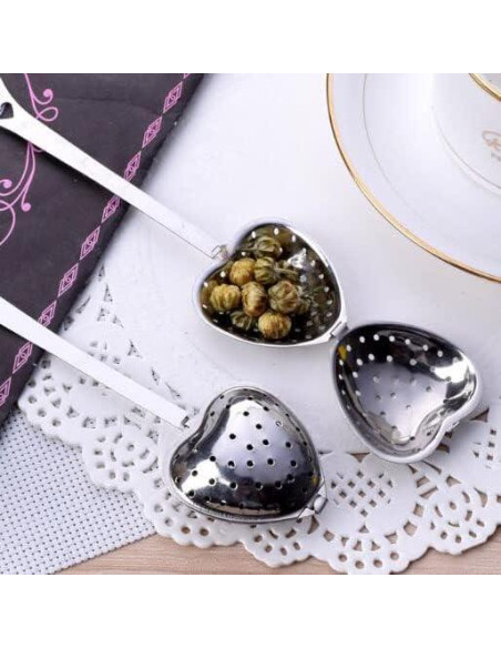Colador de Té Acero Inoxidable MIAO JIN 12 Piezas Corazón