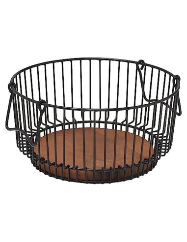 Cesta de Alambre Mikasa Centro Ashford con Base de Madera