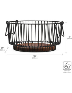 Cesta de Alambre Mikasa Centro Ashford con Base de Madera 2