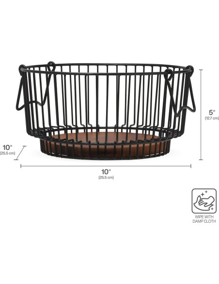 Cesta de Alambre Mikasa Centro Ashford con Base de Madera